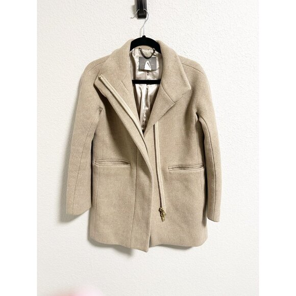 J.Crew Stadium Cloth Nello Gori Cocoon Coat Full Zip Lined Wool Blend Size 00‎ - Picture 2 of 6